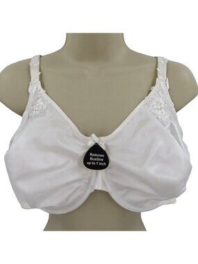 NEW Enchanted 44DD Minimizer Bra 537111White Applique Flowers Underwire Unlined